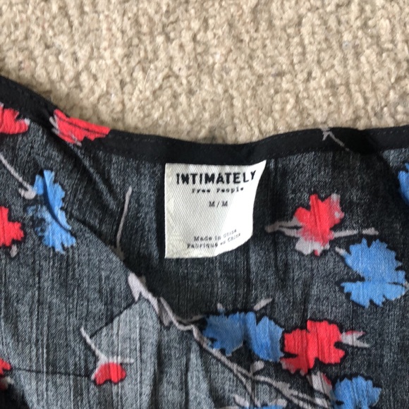 Free People Intimates Black Floral flared Crop Top, Size medium - Picture 2 of 3